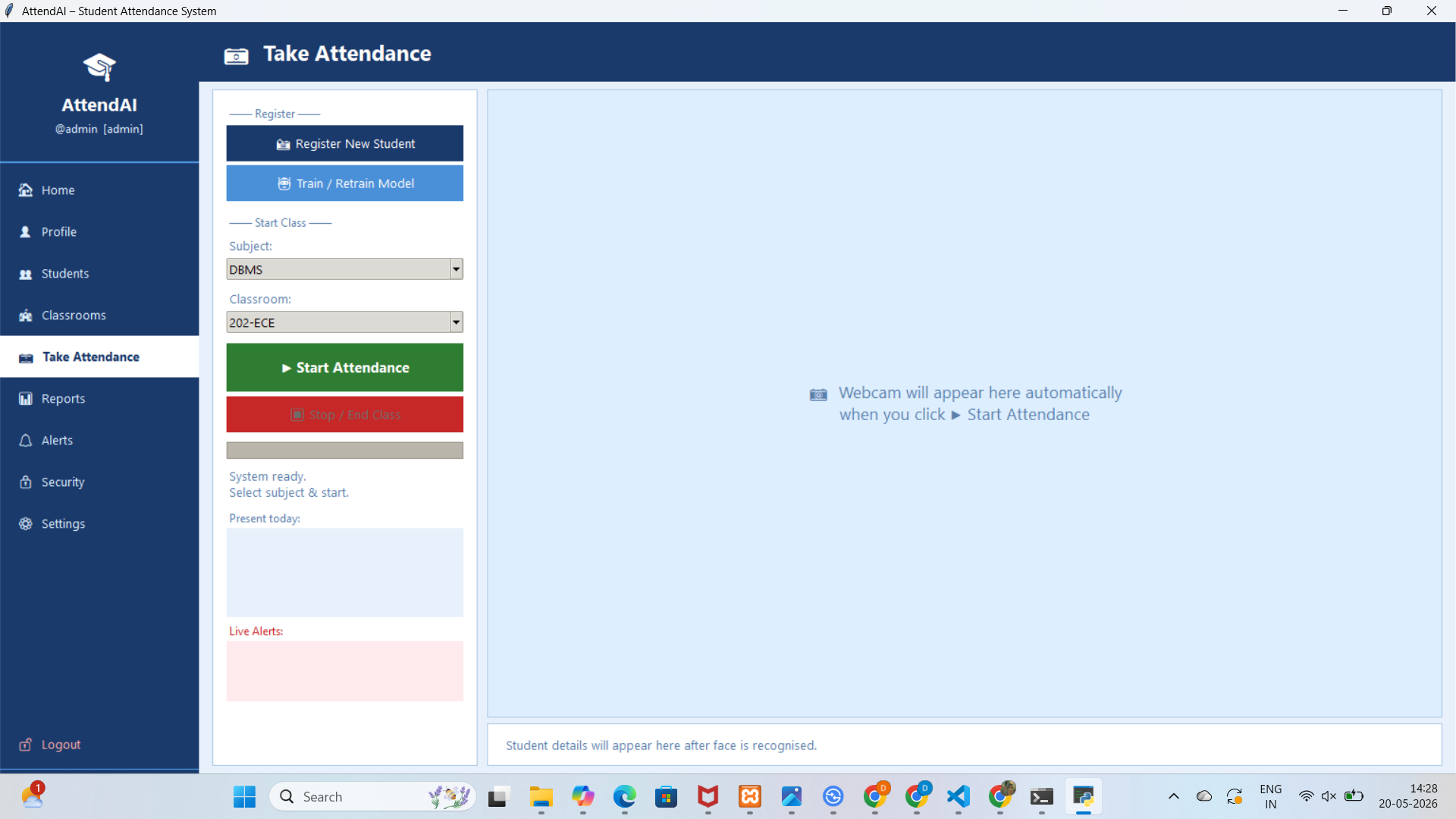 AttendEye — Student Attendance Monitoring System